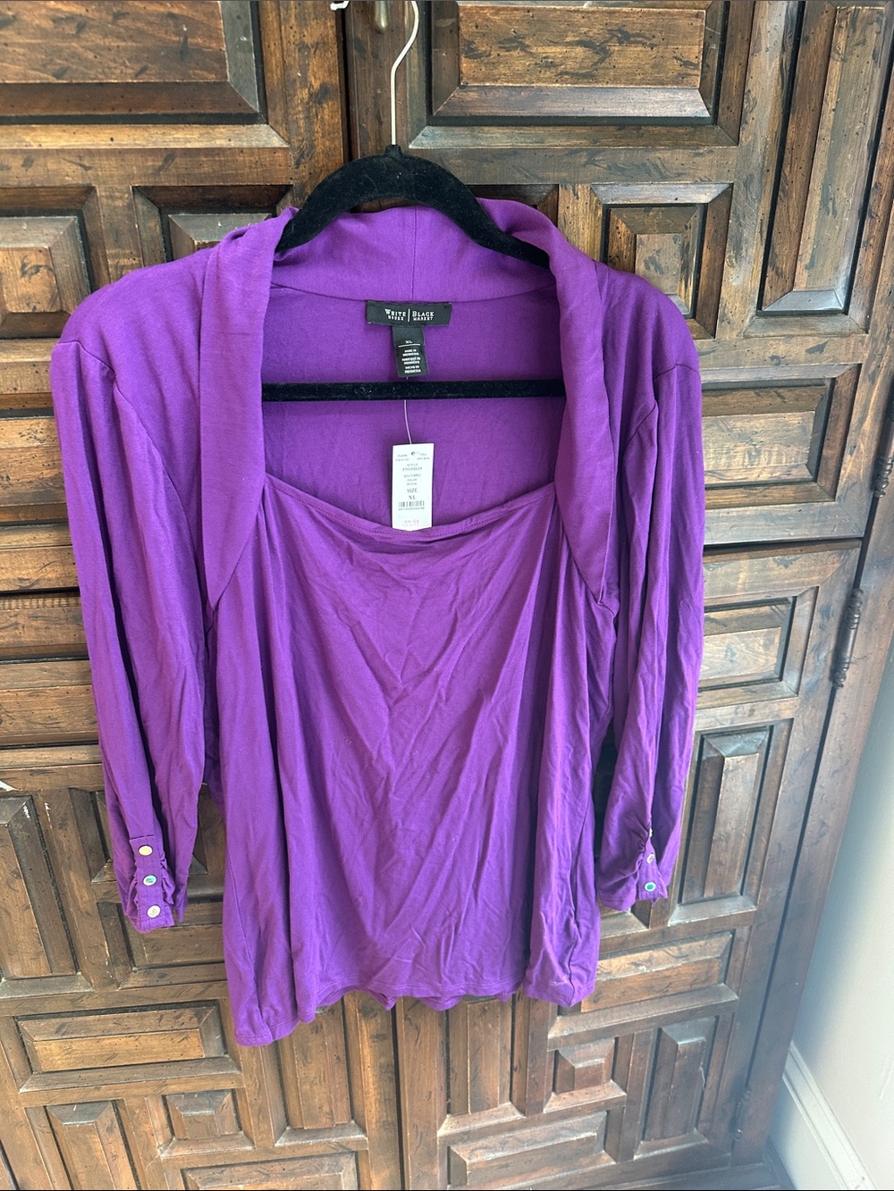 White House Black Market Purple Layered-Look Cardigan Top